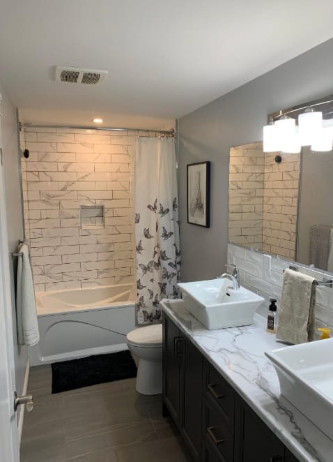 Bathroom Renovation — Tiled Tub Surround & Vessel Sinks