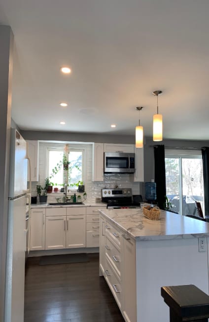 Kitchen Renovation — White Shaker Cabinets & Quartz Island