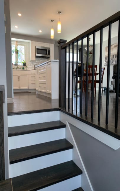 Staircase Rebuild — Open Railing & Hardwood Treads